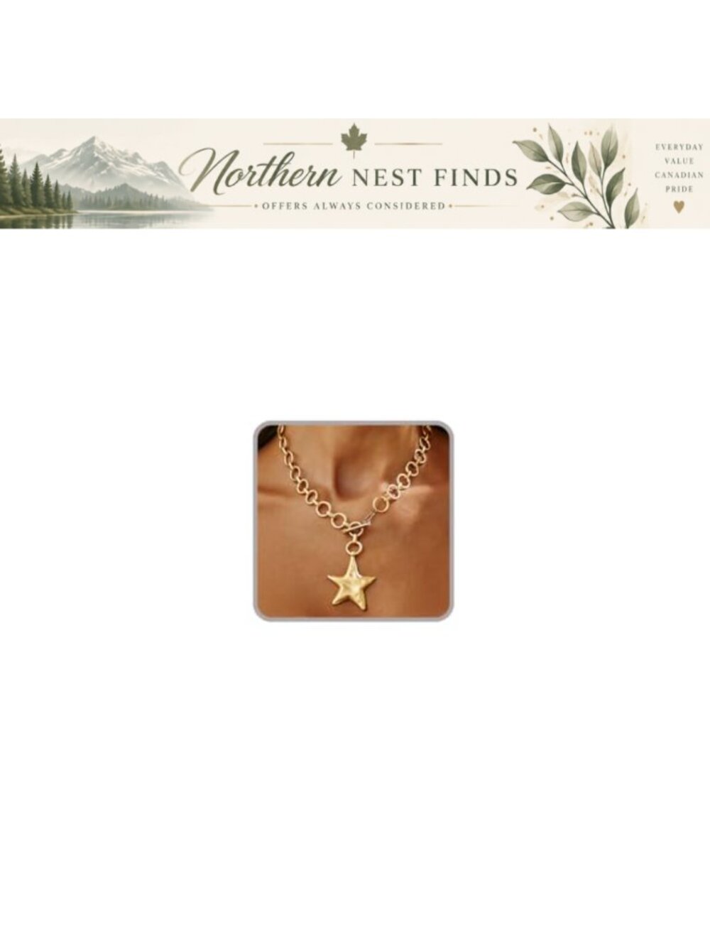 Chunky Gold-Plated Star Necklace Large Paperclip OT Toggle Statement Jewelry